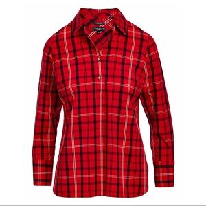 Talbots Red and Black Plaid Button-up Shirt
